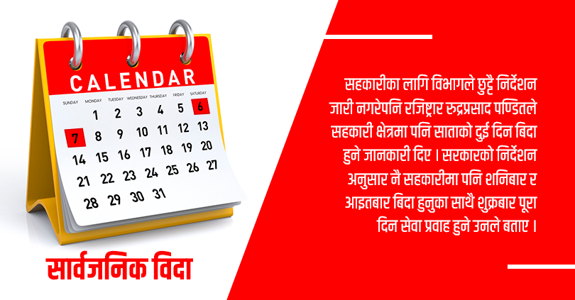 बैंकसँगै सहकारी पनि साताको दुई दिन बन्द 